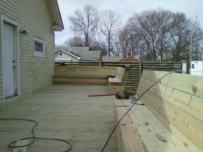 Angle Back Benches on Pressure treated Deck